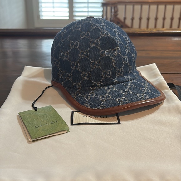 GUCCI Denim/Leather Ophidia Baseball Cap/M main image 7